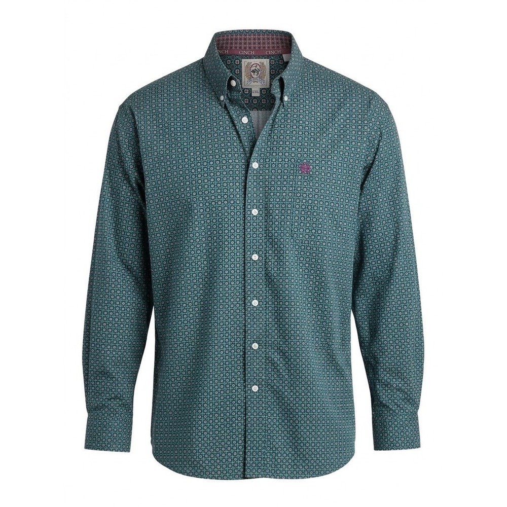 Cinch Mens XXL Green Geometric Medallion Western Button Down Shirt MTW1105709
